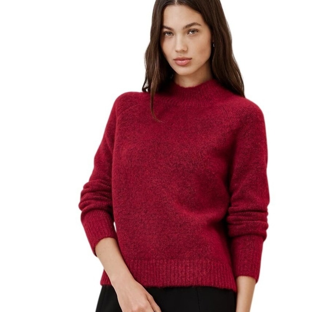 BANANA REPUBLIC Wool Blend Red Mock Neck Knit Sweater Women's‎ Size L Cozy